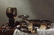 unknow artist Still life with a roemer and watch. oil painting reproduction